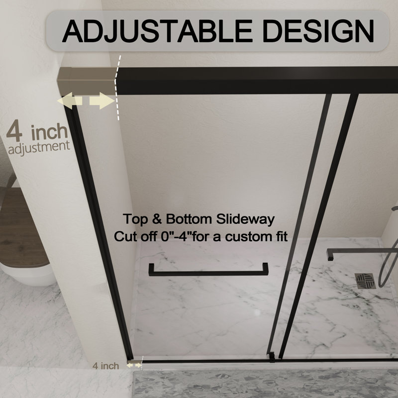 Virello Semi-Frameless Tempered Glass Double Sliding Shower Door with Leak-Proof Design