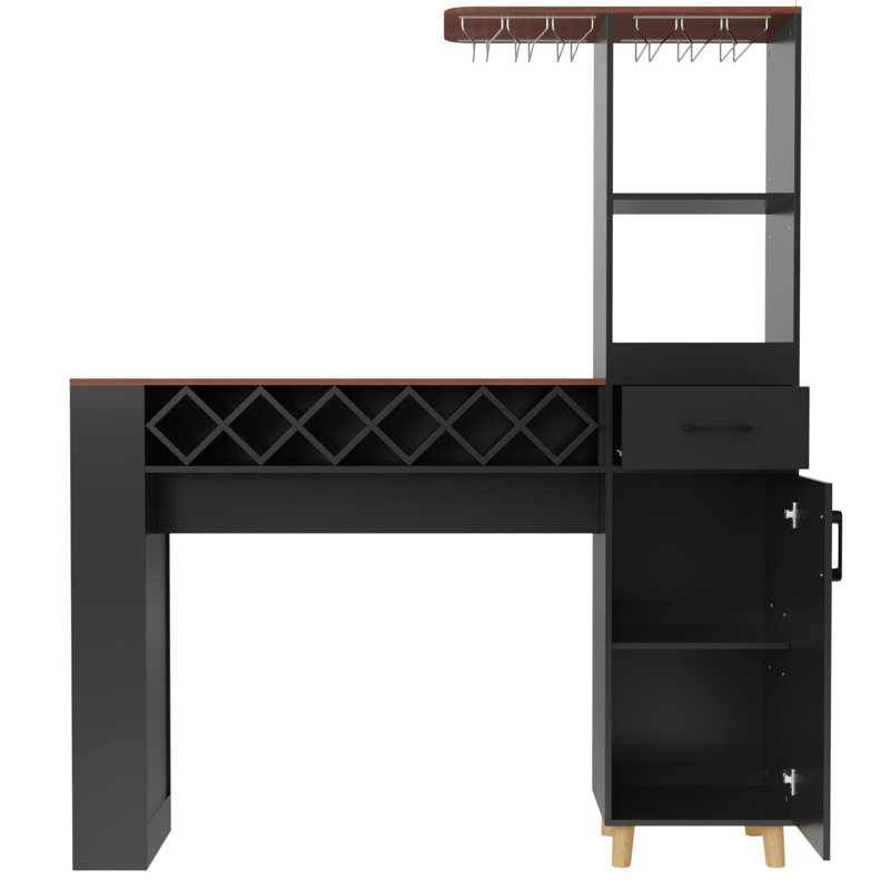 Armoire de bar 63,36 po Viergeline, Black