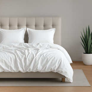 100% Cotton Sateen Weave Solid Duvet Cover Set - Includes 1 Duvet Cover & 2 Pillow Sham Set