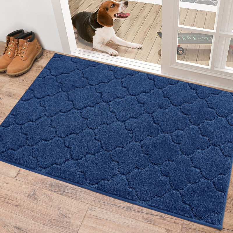 Non-Slip Geometric Doormat, Blue, 81.3cm W x 121.9cm L