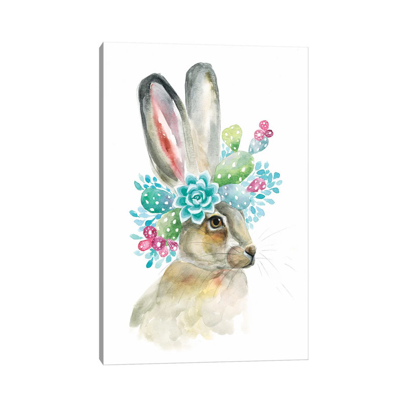 Cactus Bunny 1 Piece Wrapped Canvas Wall Art, 101.6cm H x 66.04cm W