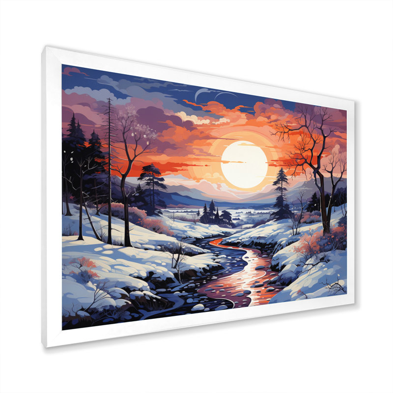 «Beautiful Country Charm In Winter V», reproduction sur toile, H 30 po x l 40 po x P 1,5 po, Cadre simple blanc