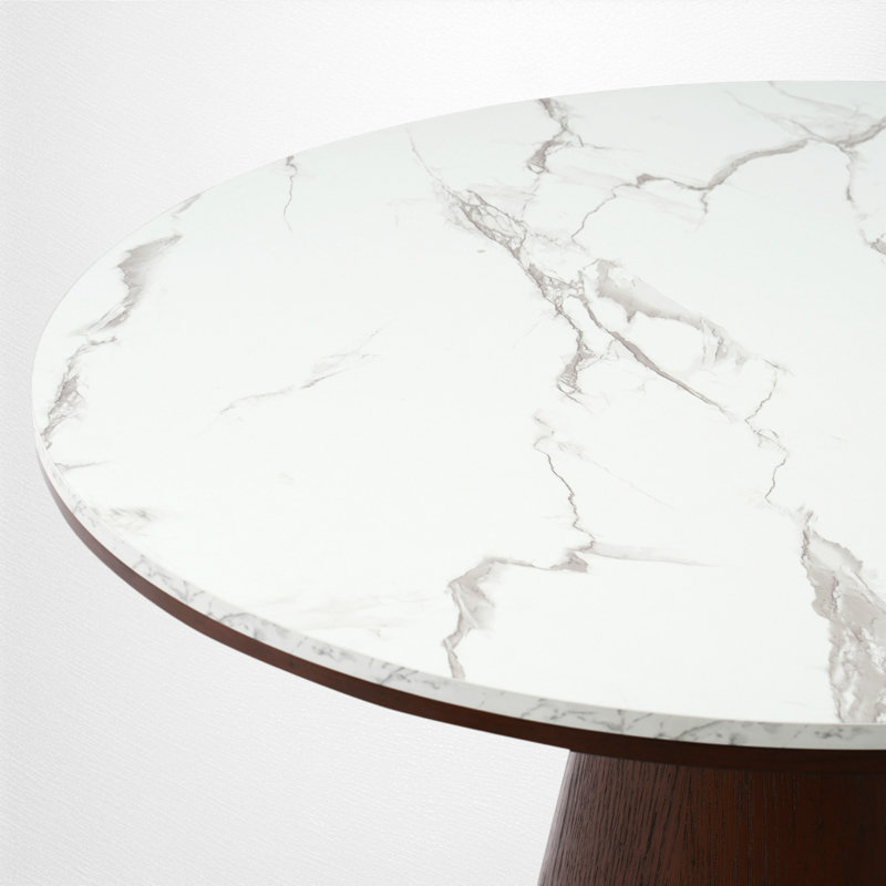 Table de salle à manger, table de cuisine, table de salle à manger sur pied Ignotas, Marbre blanc / brun