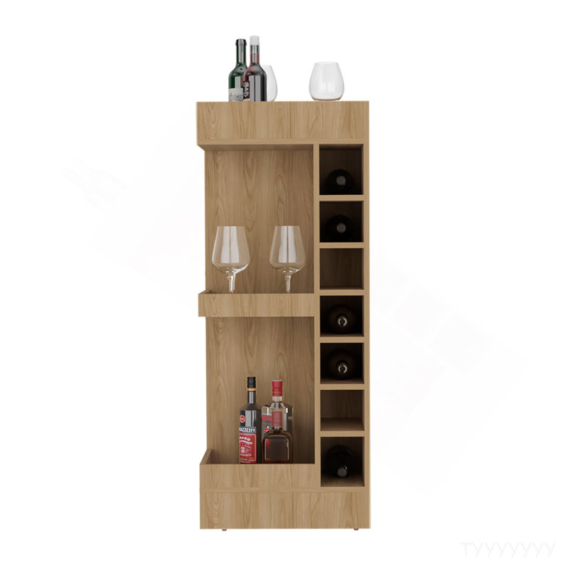 Bar, 16 tablettes, Bois naturel