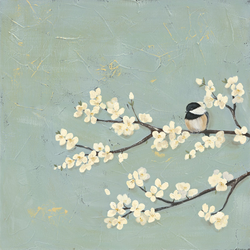 Chickadee & Dogwood I by Jade Reynolds - Wrapped Canvas Painting, 122cm H x 122cm W x 3.8cm D