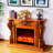 Brown Solid Wood Freestanding Fireplace