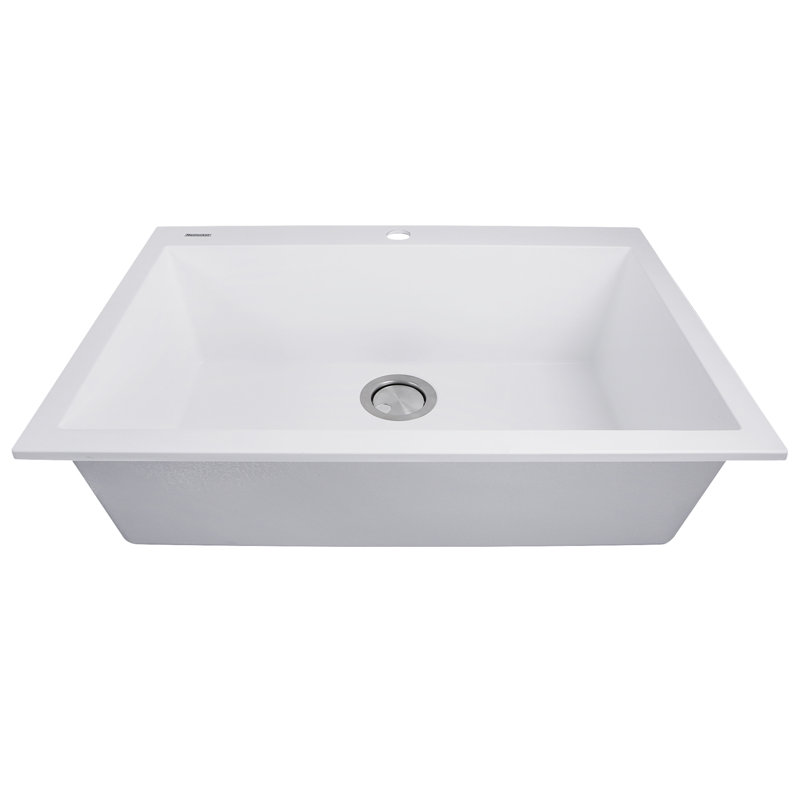 Rockport 27.19 " L Undermount and Drop-In Single Bowl Kitchen Sink, Matte White