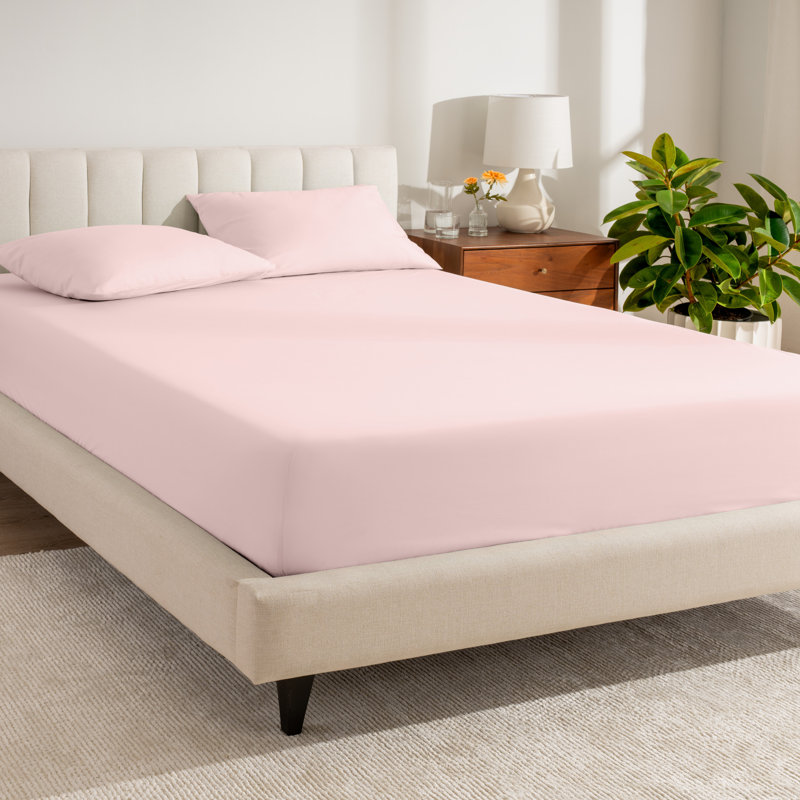 Drap-housse en percale de coton biologique à densité de tissage 300 fils, Drap-housse pour lit simple TG, Vieux rose