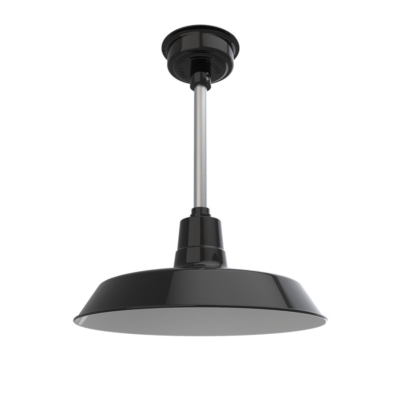 Luminaire suspendu en forme de dôme à 1 lumière DEL Haleigh, Noir / argent Galvanisé, H 48 po x l 18 po x P 18 po