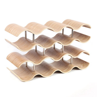 Cotaco 14 Bottle Tabletop Wine Bottle & Glass Rack in Beige