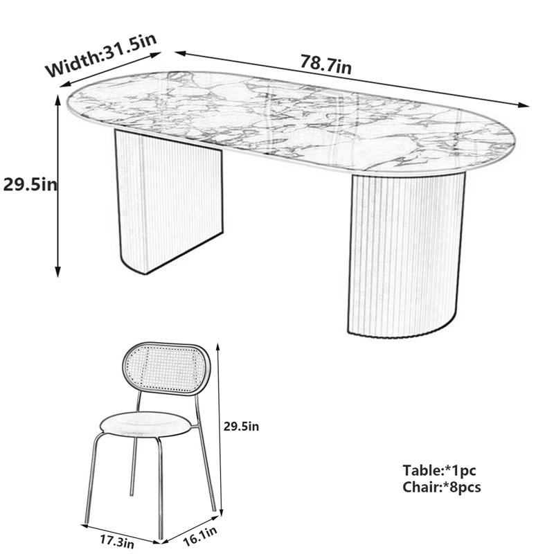 Durable Rock Panel Dining Table with Roman Legs