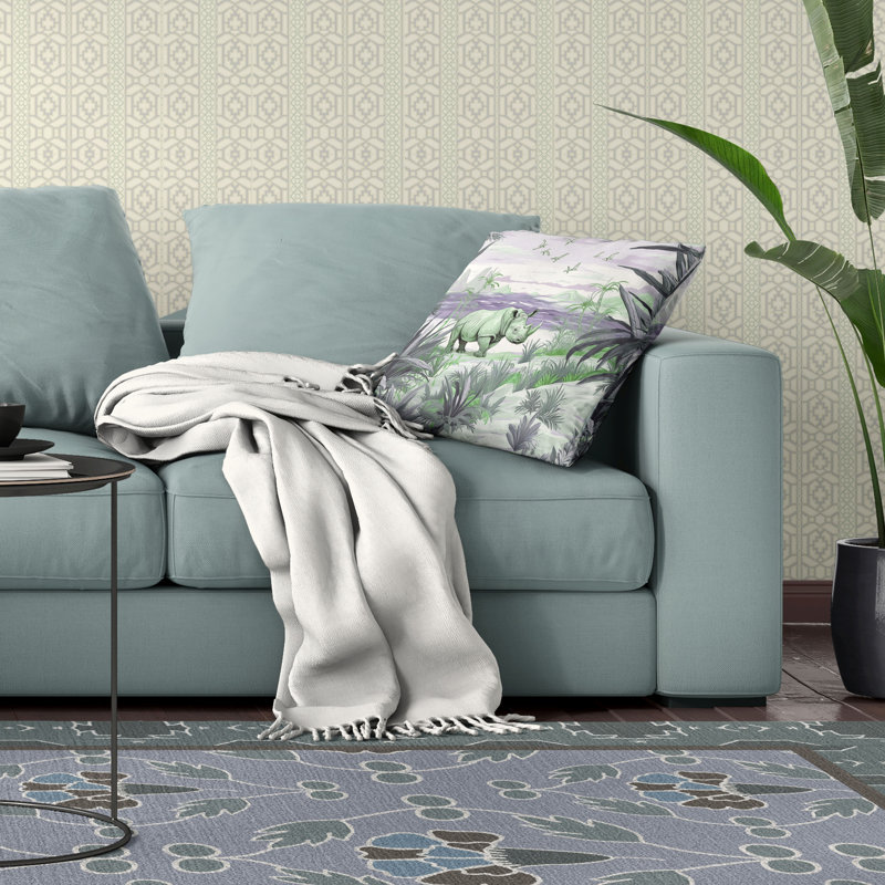 Coussin Coastal Rhino, H 26 po x l 26 po, Vert / mauve