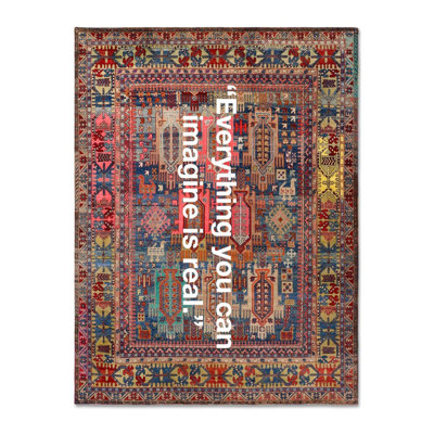 Vintage 'Everything' Text Multicolor Woven Base Rug
