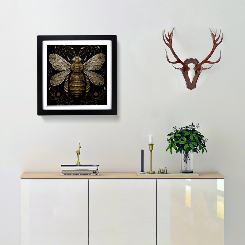 Bee Paisley Art - Framed Print, Black
