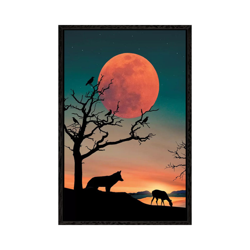 Moon Silhoutte by Zenja Gammer - Print on Canvas, Black Framed, 66.04 cm H x 45.72 cm W