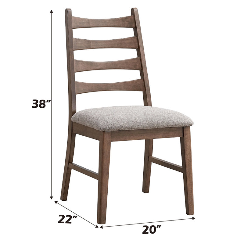 Lin gris revêtu de 2 chaises d'appoint au fini noyer avec dossier en bois massif et siège rembourré pour la salle à manger, finition moderne, revêtement, espace