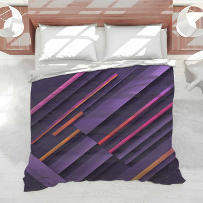 Édredon mauve, rose, orange et lignes