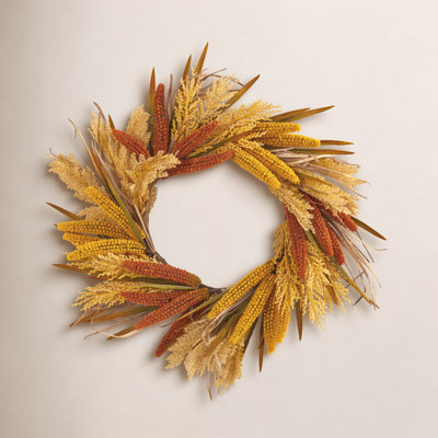 Handcrafted Faux Sorghum Polyester 25'' Wreath
