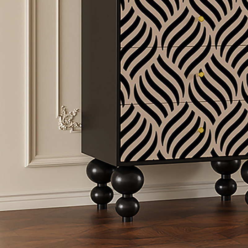 Buffet avec commode 19,7 po, Noir / Beige