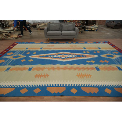 Geometric Kilim Turkish Large Rug 12x15