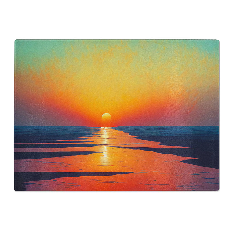 Mesmerising Ocean Beach Sunset  Glass Chopping Board