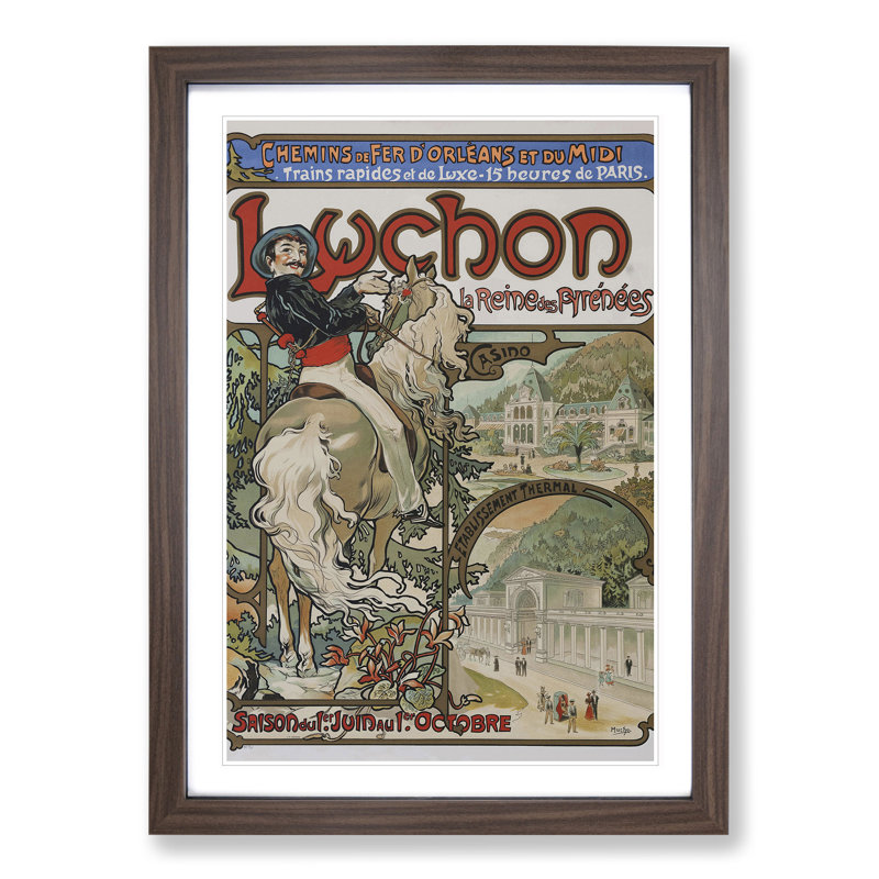 Luchon by Alphonse Mucha - Picture Frame Painting, Walnut Framed, 36cm H x 27cm W x 2cm D