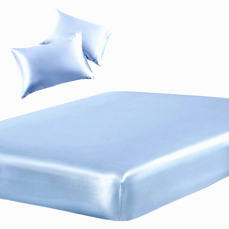 Baby Blue Silky Soft 3-Piece Bed Sheet Set - Wrinkle Free, Fade Resistant, Deep Pocket Fitted Sheet with 2 Pillowcases - Full Size (Up to 15" Deep)