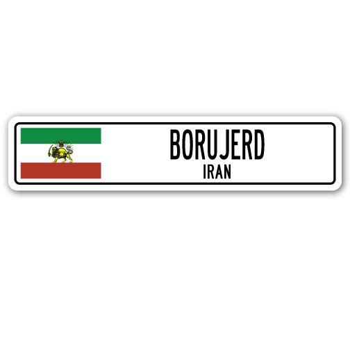 Autry Borujerd, plaque de rue en aluminium avec drapeau iranien, H 4 po x l 18 po x P 1 po