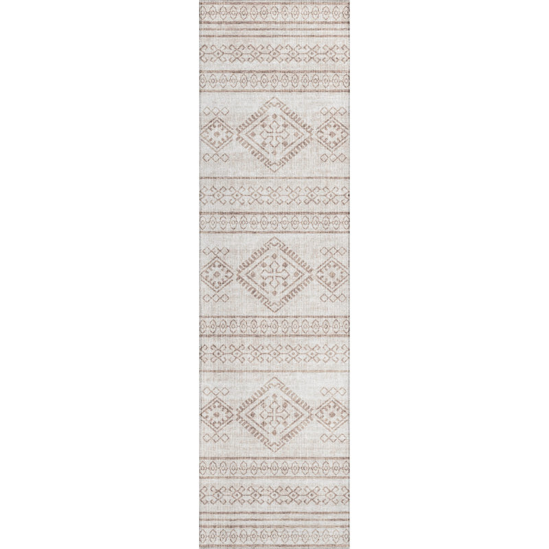 Tapis gris tissé à la machine Ancalin, Tapis de couloir 2 pi 3 po x 7 pi 6 po