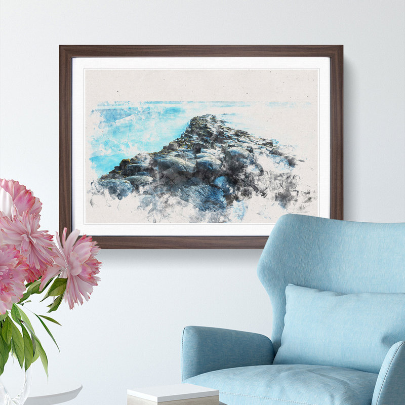 Giants Causeway in Bushmills - Picture Frame Painting Print, 36cm H x 48cm W x 2cm D, Walnut Framed