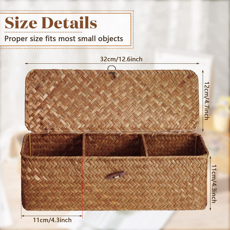 Bayou Breeze Seagrass Decorative Bin, Khaki