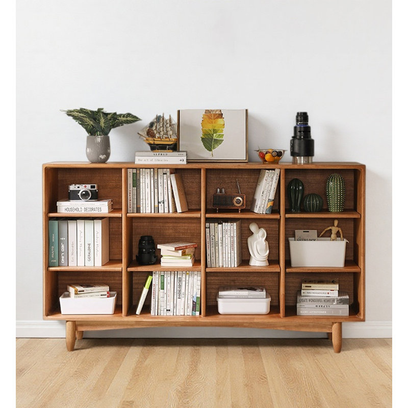 Armoire de rangement spacieuse en bois de cerisier avec tablettes en grille