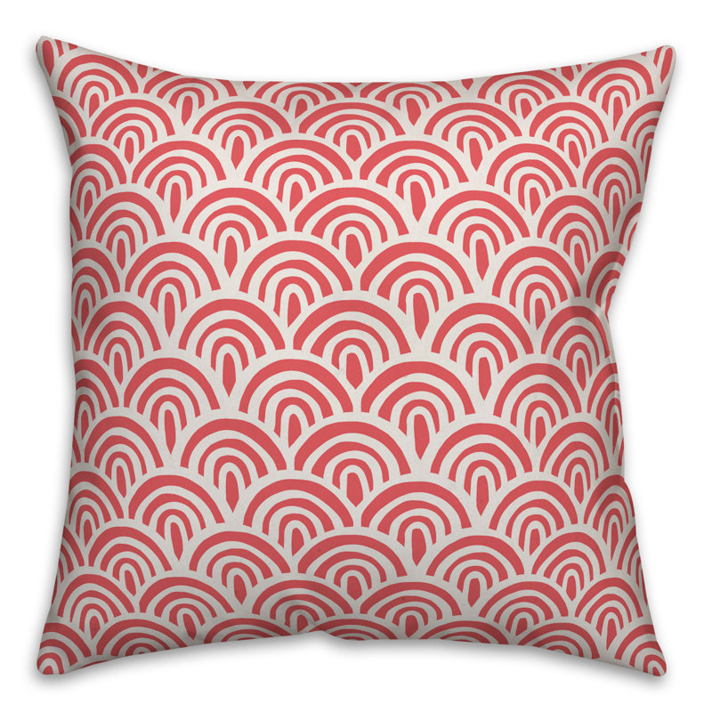  Coussin extérieur Abstract Abstract, Polyester / Bourre en polyester, 18 po x 18 po, Crème / rouge