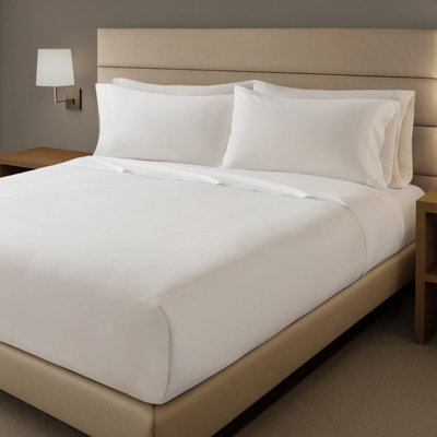 Hotel Premium Cotton Rich Percale Weave Bright White Wrinkle Resistant Full XL Flat Sheet