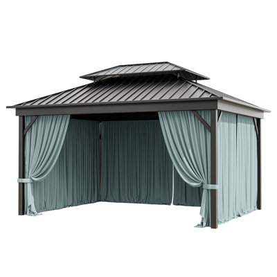 13X10 Ft. Outdoor Gazebo Curtains 4-Panels Polyester Side Wall For Gazebo, Only Curtains