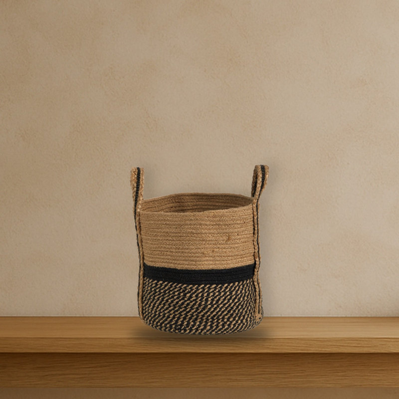 Handmade Natural Jute Basket with Handles