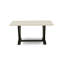 Ensemble de table à manger moderne 7 pièces avec un magnifique plateau rectangulaire blanc cassé (blanc cassé) et 6 chaises parsons noires avec têtes de clous et dossier haut de style, finition noire brossée-1488947775-1488947747-1488947746