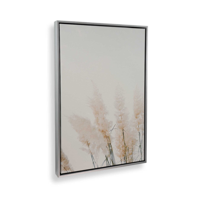 Pampas Whisper Canvas Print, Polished Chrome Floater Framed, 36.75" H x 24.75" W x 1.75" D