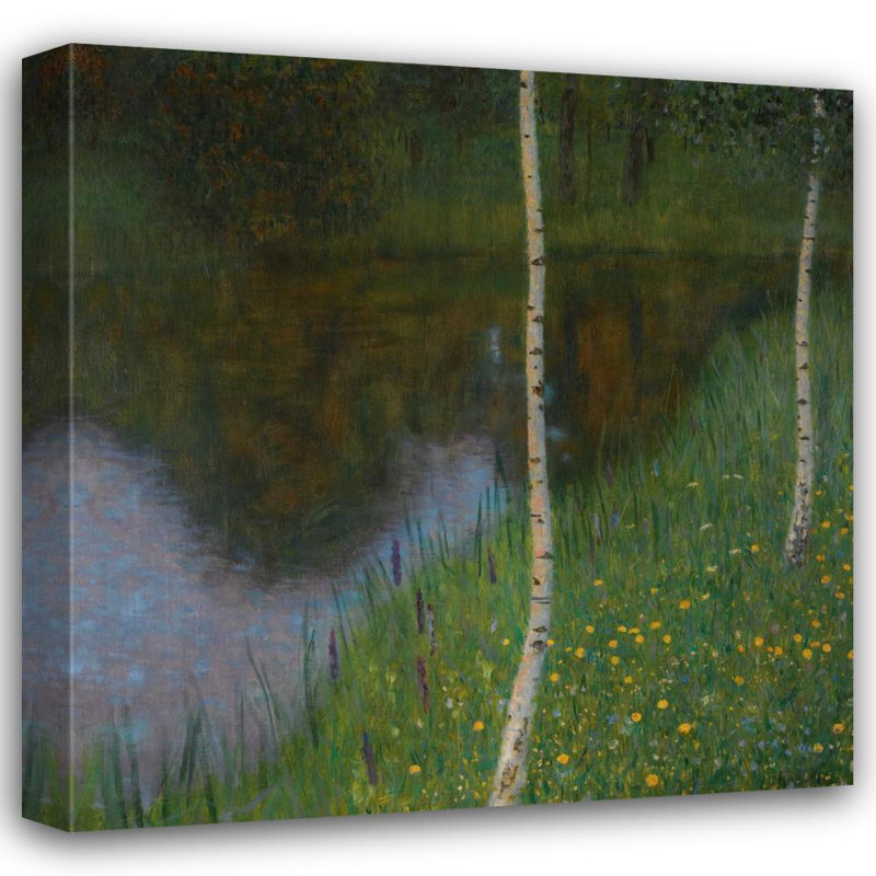 «Lakeshore with Birches» par Gustav Klimt - Art mural sur toile tendue avec châssis, H 40 po x l 28 po