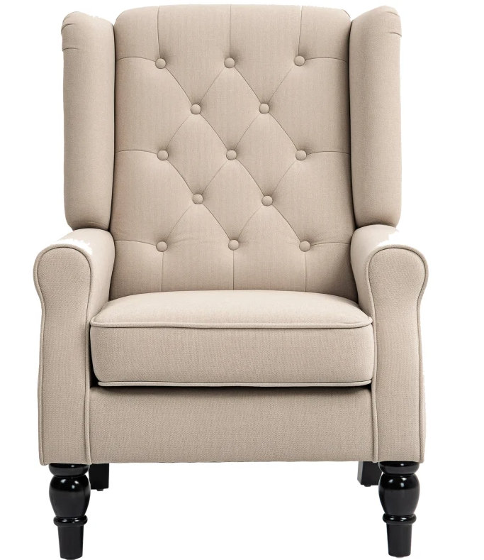Chaise longue capitonnée, Beige