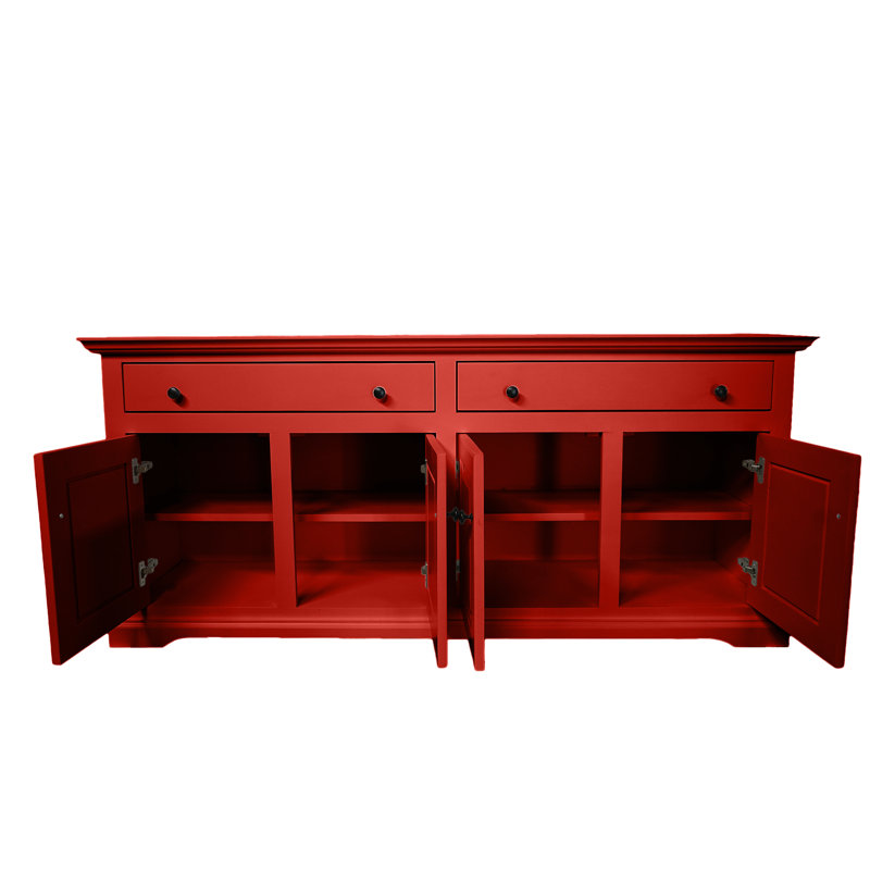 Savannah Solid Wood Traditional Sideboard Buffet, Persimmon Red, 31" H x 70" W x 18" D