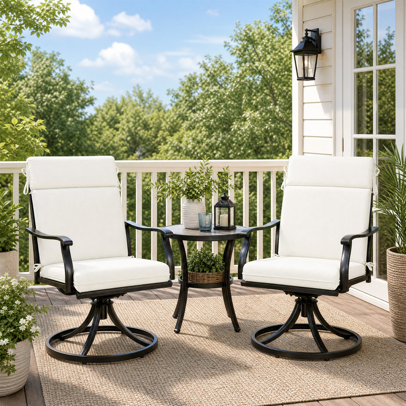 Outdoor High Back Dining Chair Cushion Set, Ivory, 21" W x 20" D
