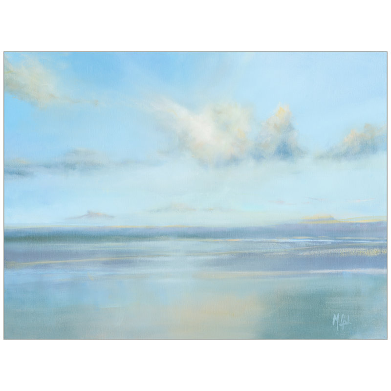 Calm Coast Tropical Blue Ocean Horizon Canvas Print with Wood Frame