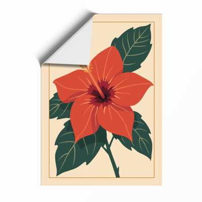 Red Hibiscus Bloom Botanical - Framed Print