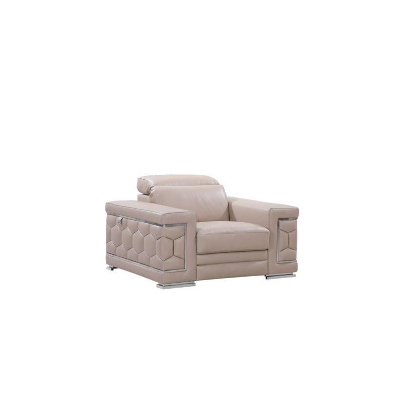 Hawkesbury Common 47" Wide Genuine Top Grain Italian Leather Club Chair, Beige 