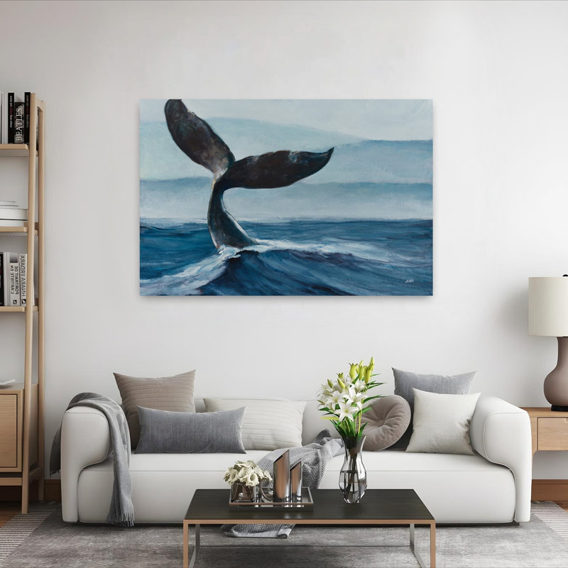 Whale Tail Contemporary Whale Animal Ocean Wall Art Print, 101.6cm H x 152.4cm W