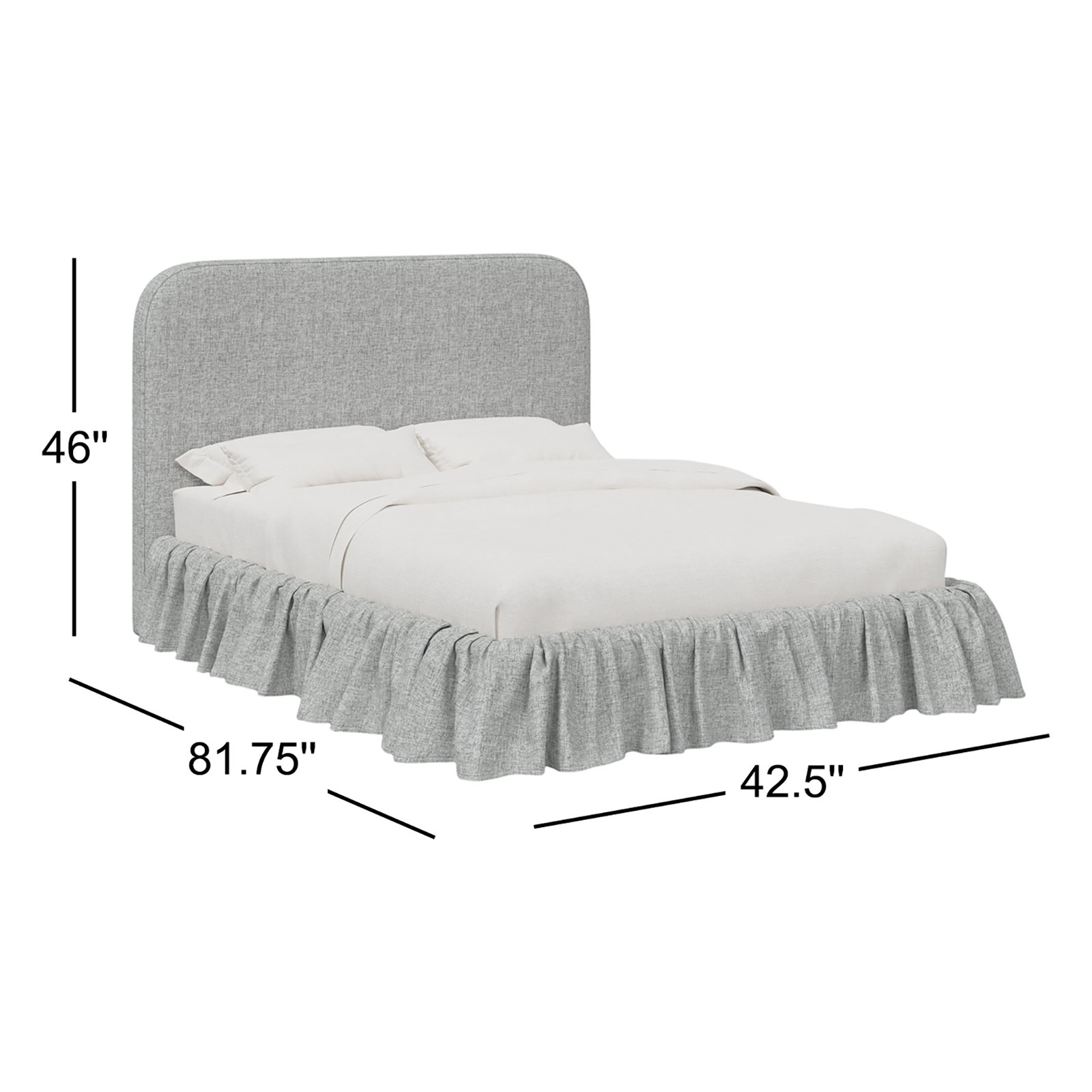 Maggie Ruffle Platform Bed, Zuma Pumice Textured Linen, Twin