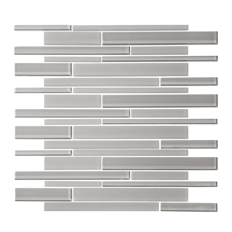 Random Sized Glass Mosaic Tile, Cathedral Gray