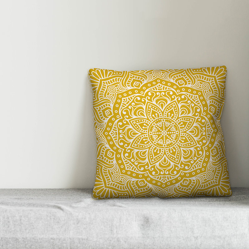 Damask Throw Pillow, 18" x 18", Dark Yellow