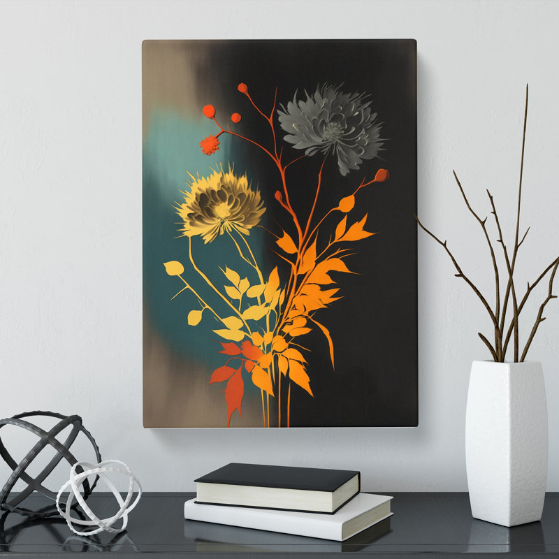 Hofstra Flowers Mid Century - Wrapped Canvas, 50cm H x 35cm W x 3cm D